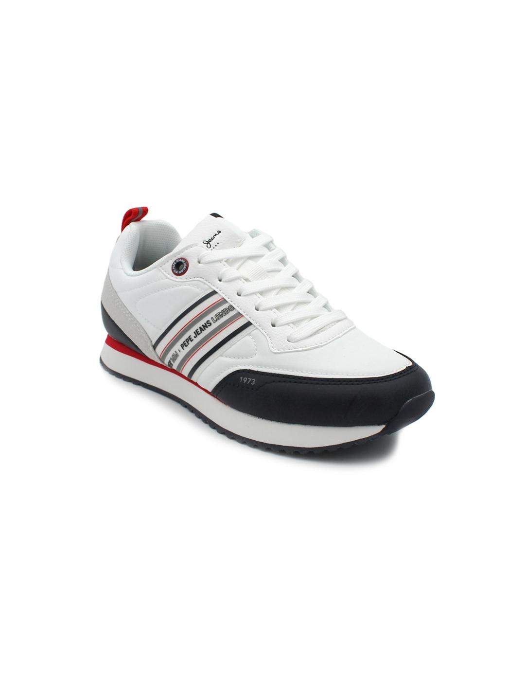 Deportivas PEPE JEANS PBS40010 800 Blanca/Azul/Roja Niño.