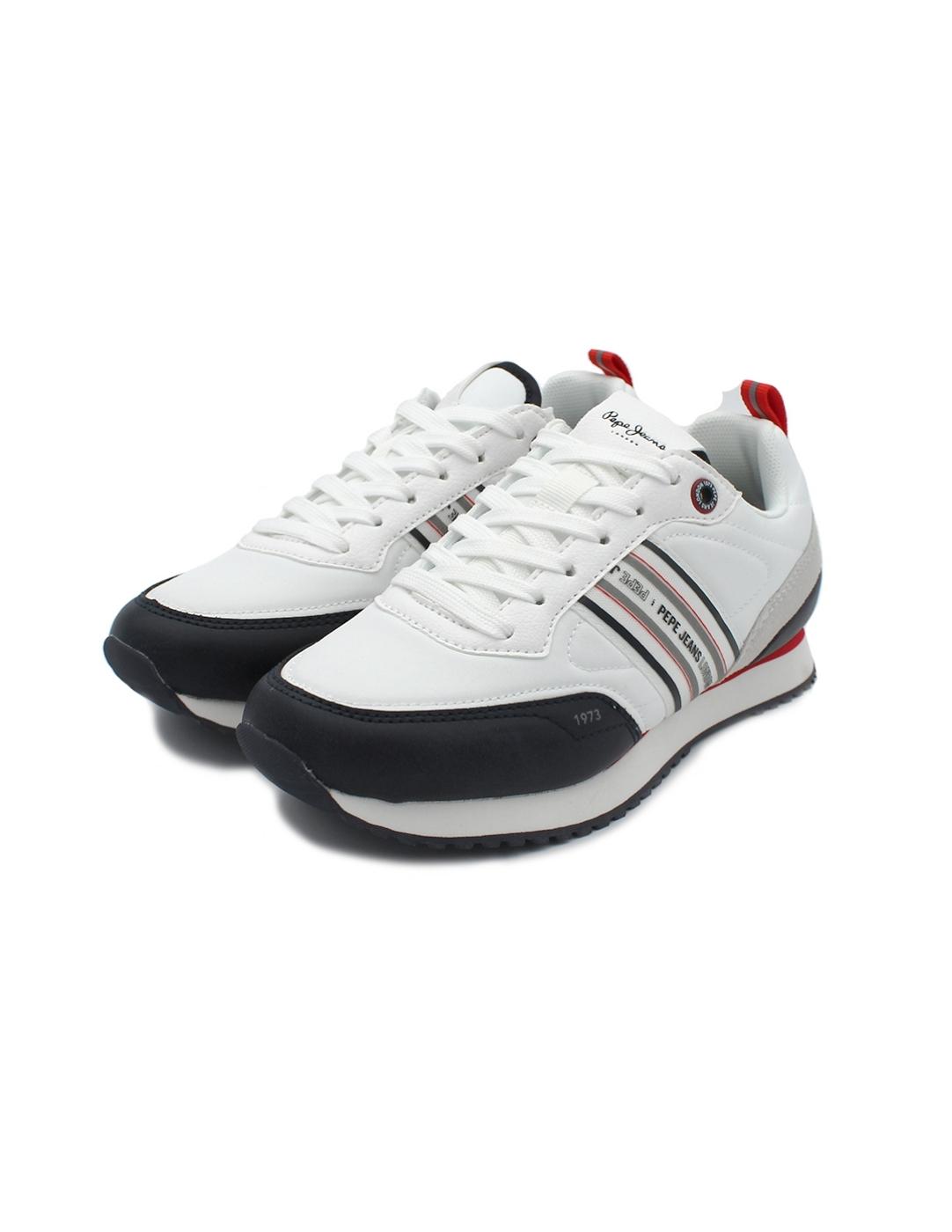 Deportivas PEPE JEANS PBS40010 800 Blanca/Azul/Roja Niño.