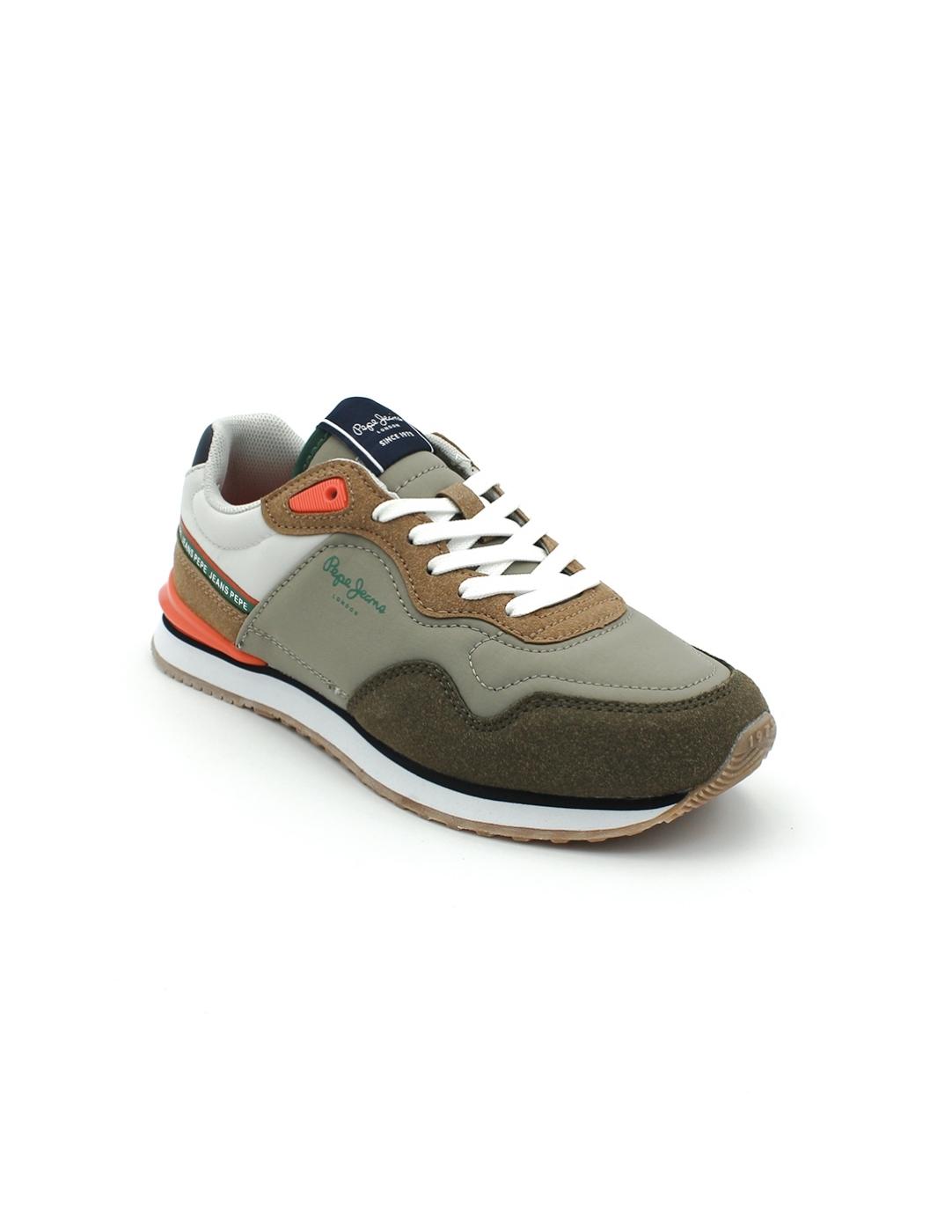 Deportivas PEPE JEANS PBS 40013 715 Verde Marrón Niño.