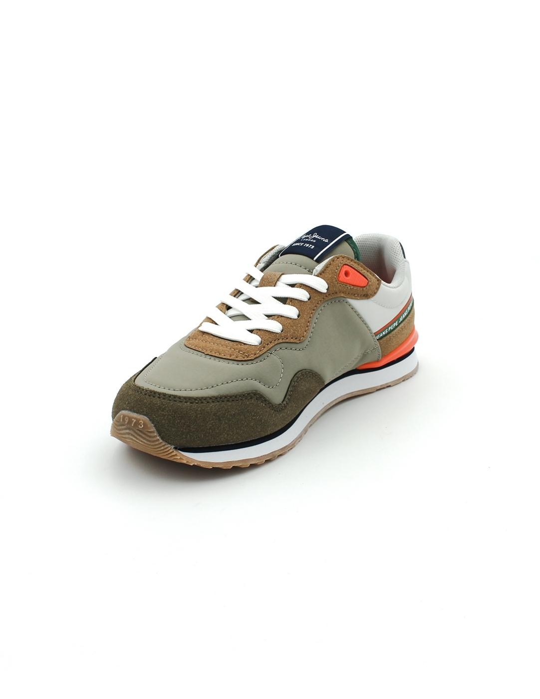 Deportivas PEPE JEANS PBS 40013 715 Verde Marrón Niño.