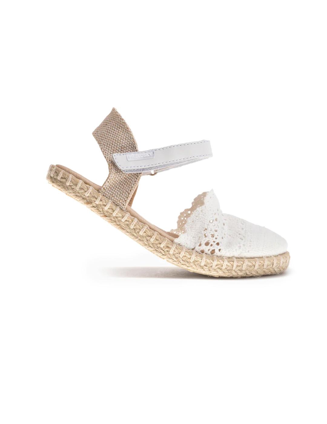 Menorquinas Crochet Yute Pablosky 610501 Blanco Niña