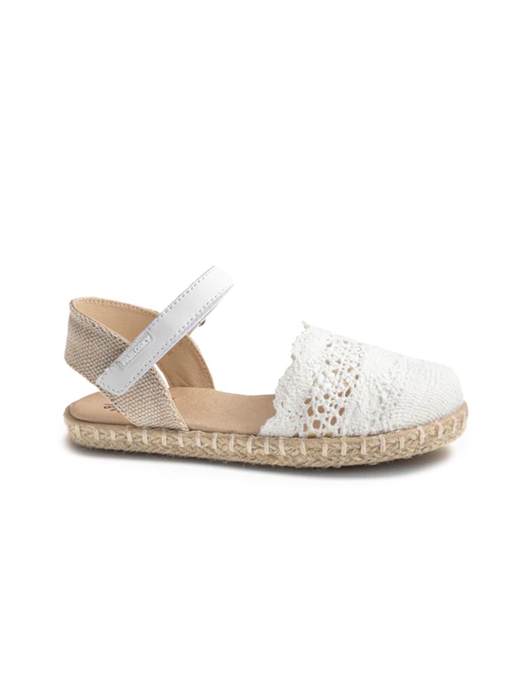 Menorquinas Crochet Yute Pablosky 610501 Blanco Niña