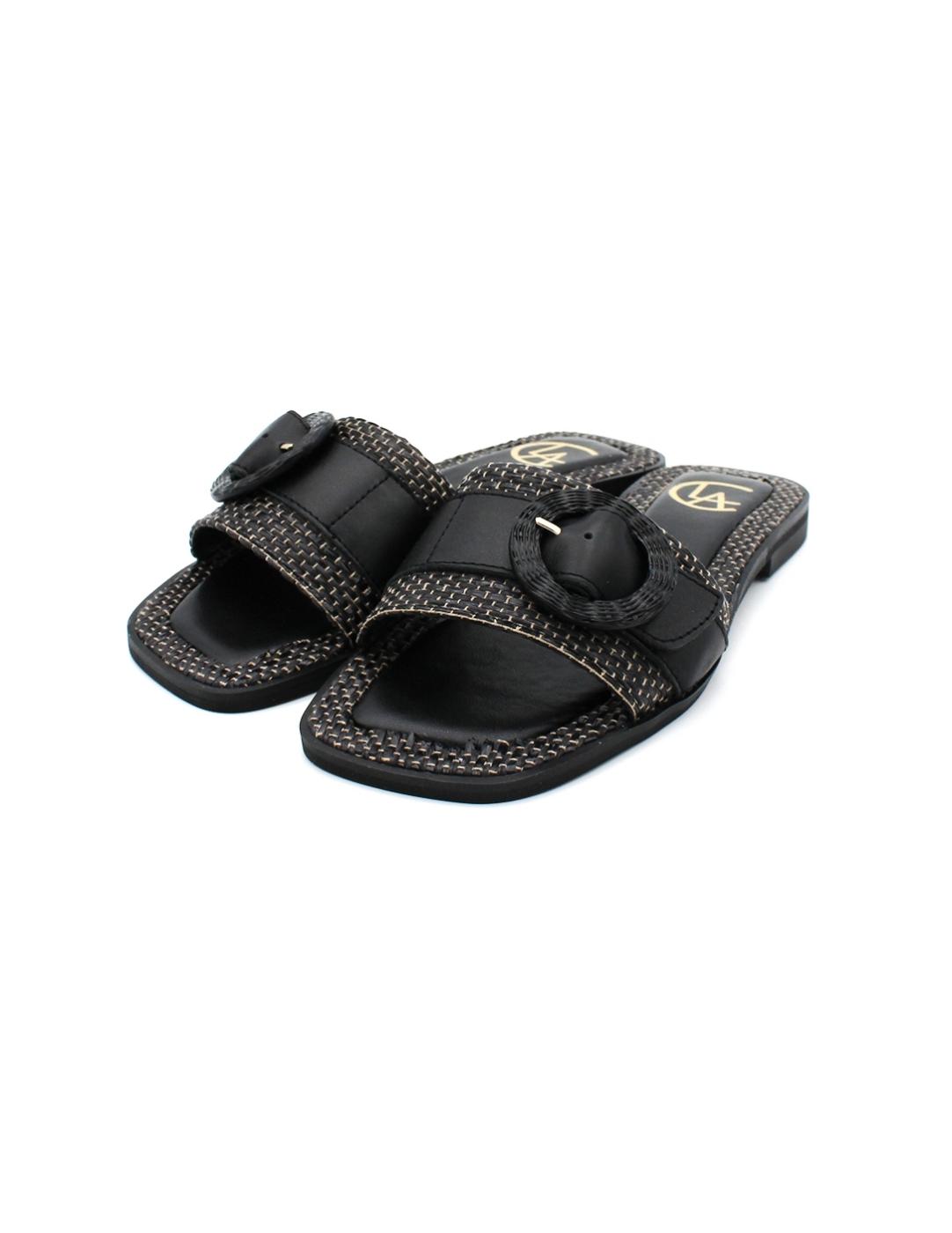 Palas CLAUDIA 1C-SAGRES Rafia Negro Mujer