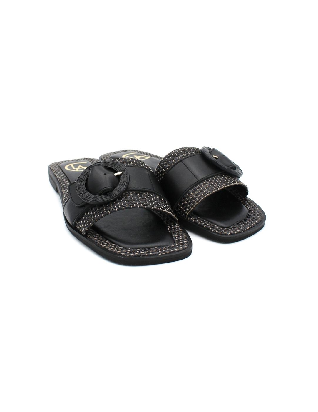 Palas CLAUDIA 1C-SAGRES Rafia Negro Mujer