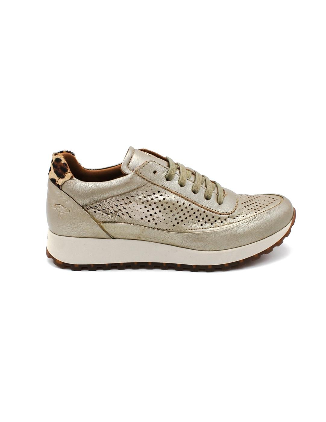 Deportiva KANGAROOS Dorado/Leopardo Mujer.