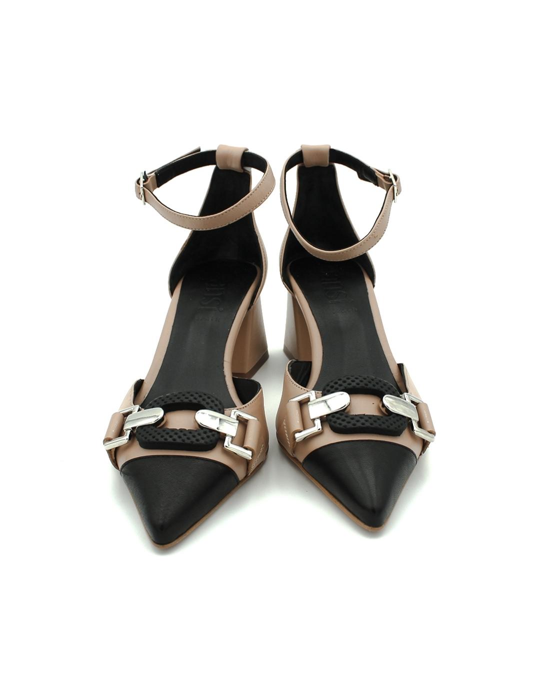 Zapatos DANSI Hebillla 7420 Beige/Negro Mujer