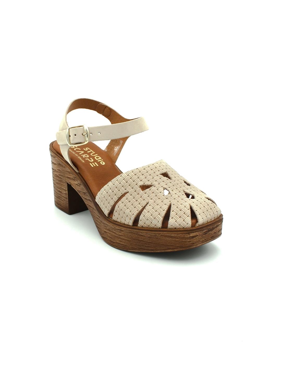 Sandalia Cangrejera STUDIO SCARPE SF-37693 Marfil Mujer