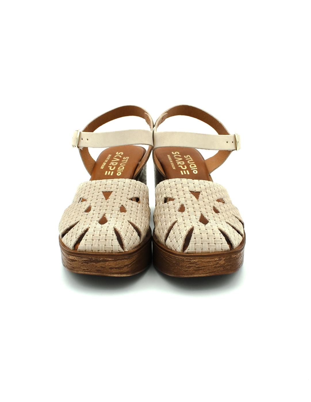 Sandalia Cangrejera STUDIO SCARPE SF-37693 Marfil Mujer