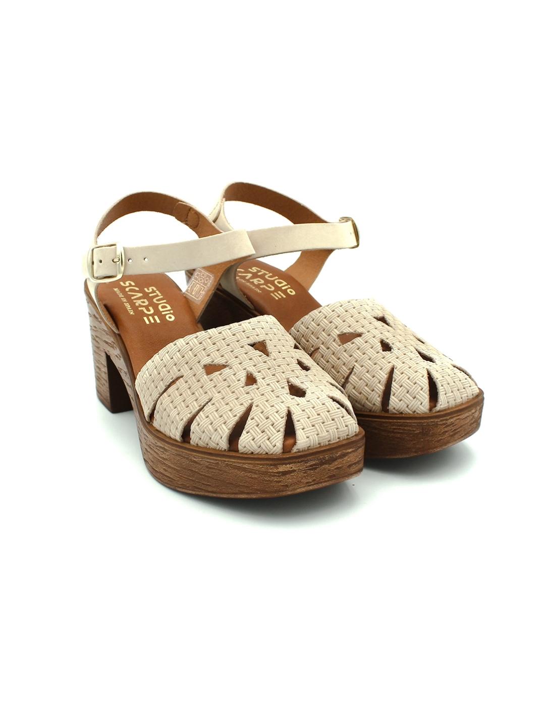 Sandalia Cangrejera STUDIO SCARPE SF-37693 Marfil Mujer