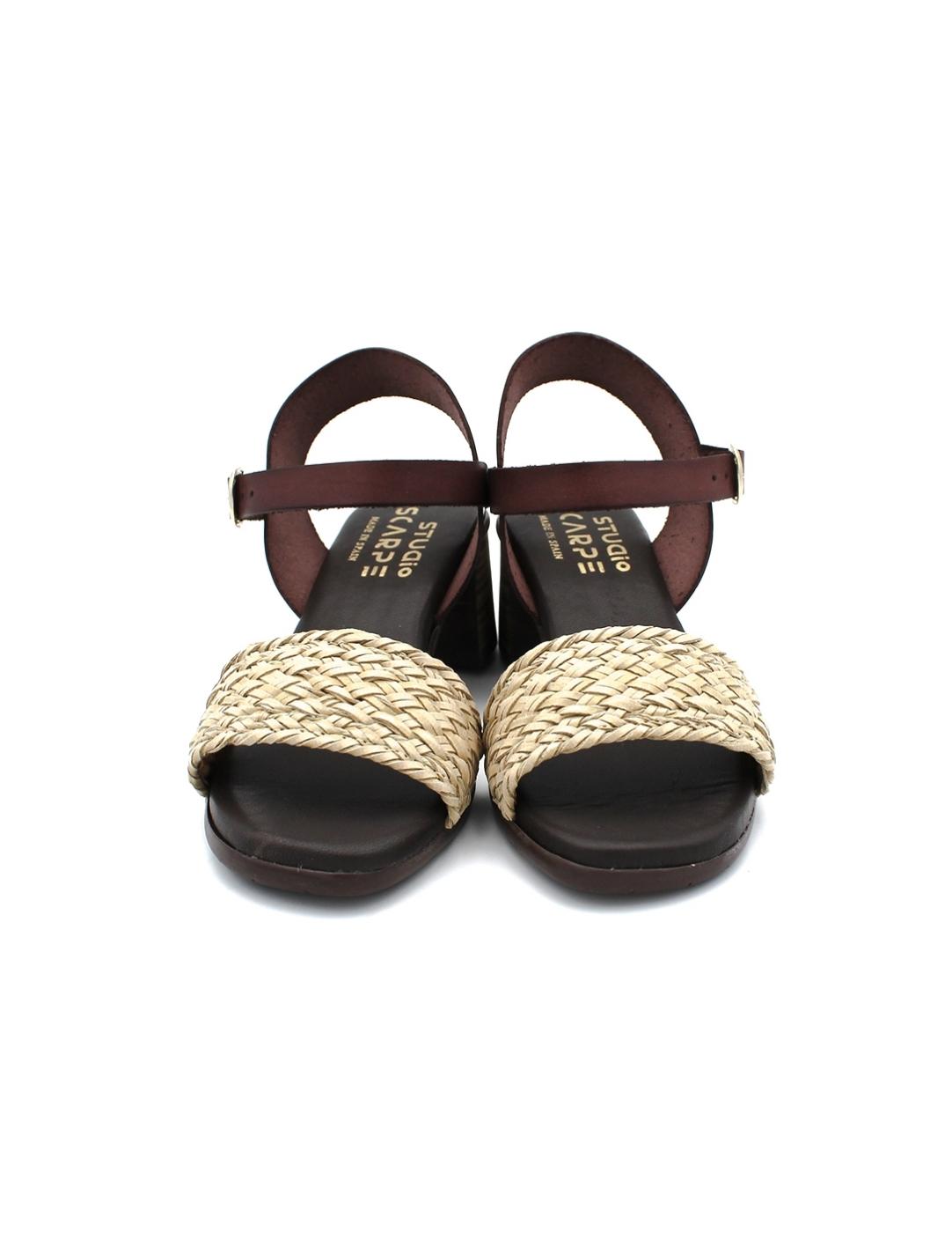 Sandalia Tacón STUDIO SCARPE SF-11493 Natural/Marrón Mujer
