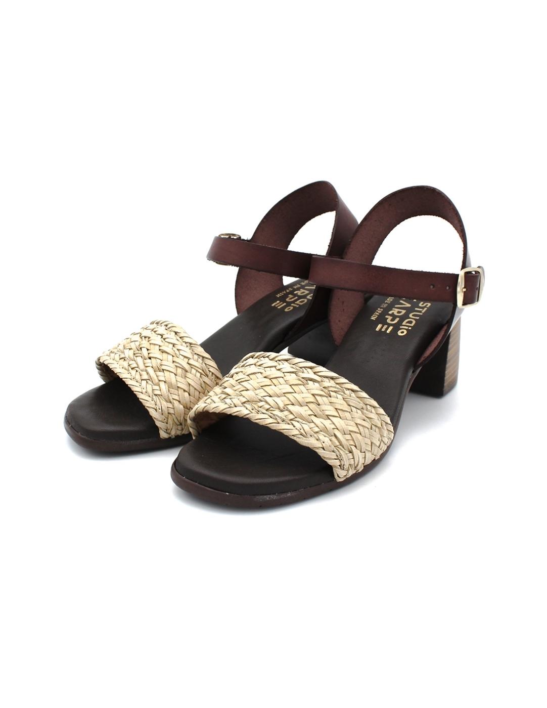 Sandalia Tacón STUDIO SCARPE SF-11493 Natural/Marrón Mujer