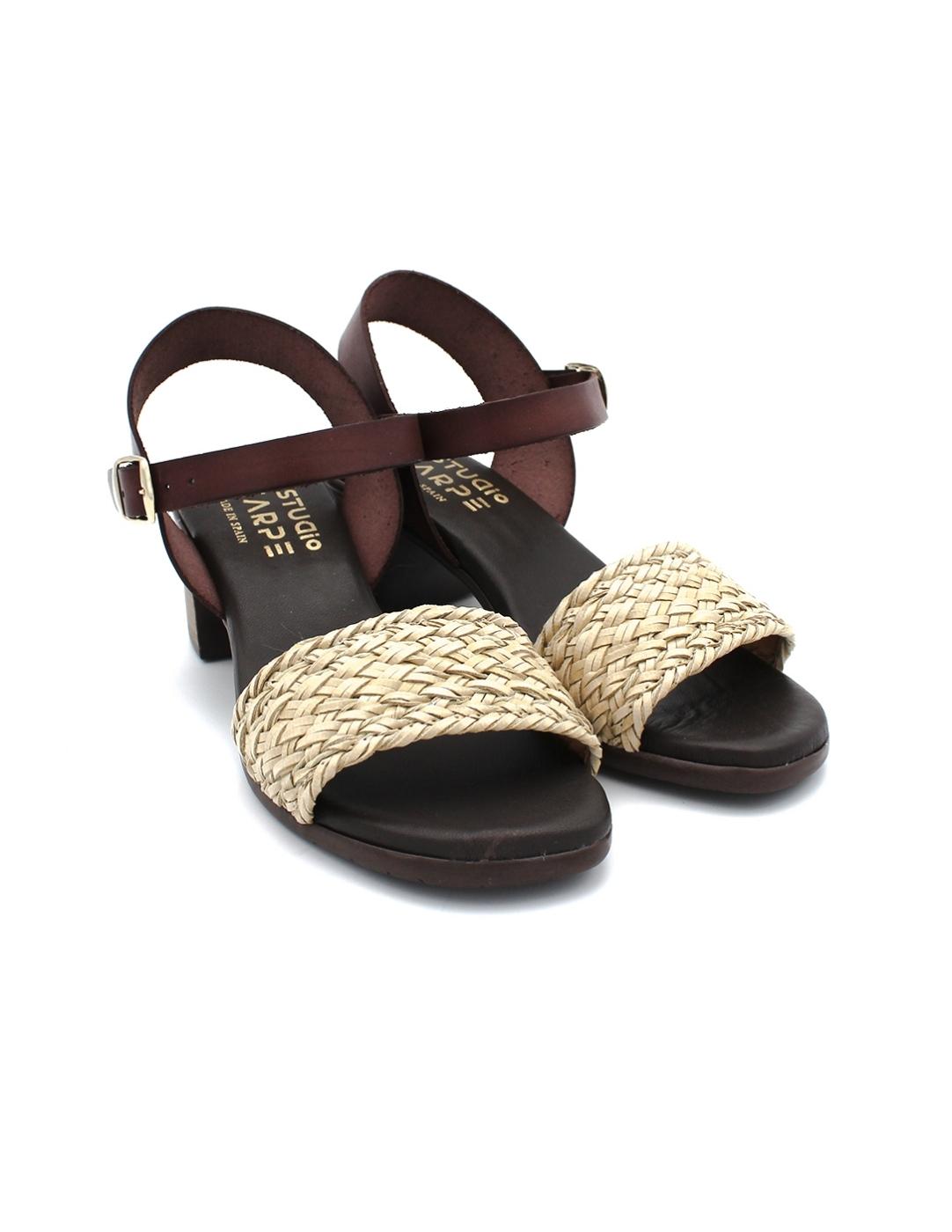 Sandalia Tacón STUDIO SCARPE SF-11493 Natural/Marrón Mujer