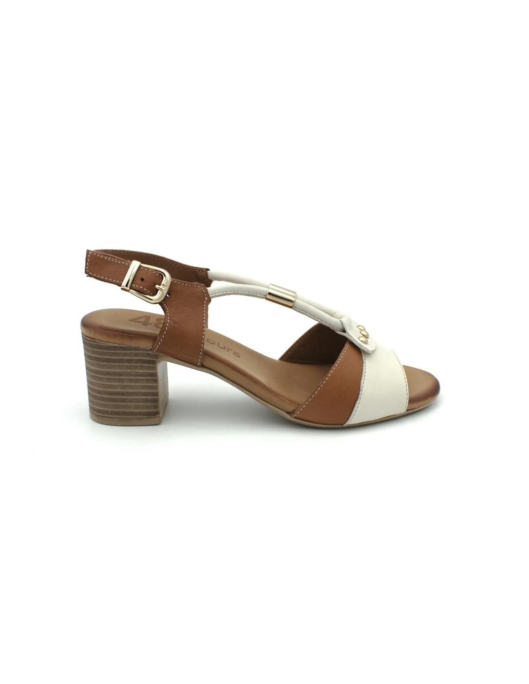 Sandalias 48 HORAS 515006/37 Crema/cuero Mujer