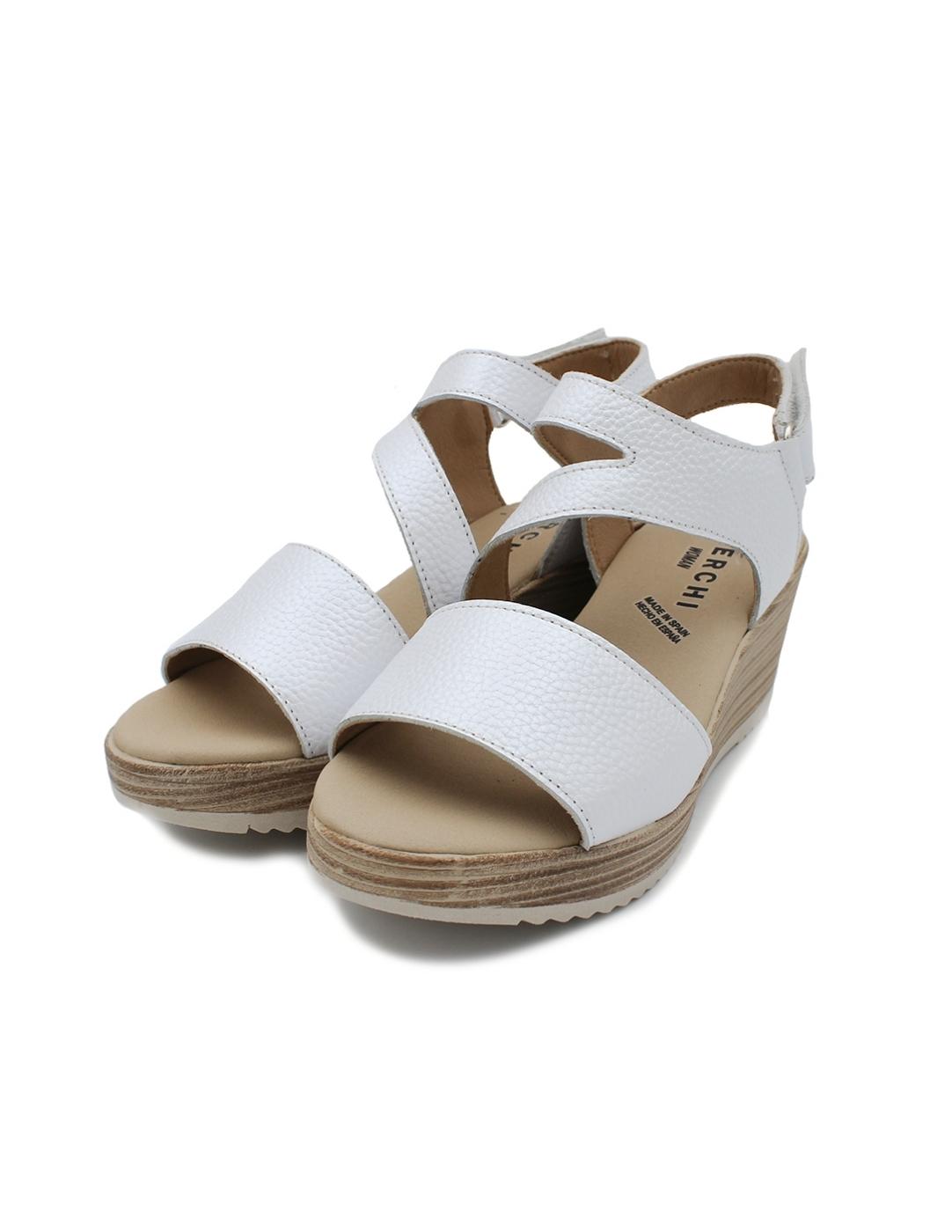 Sandalia Cuña BAERCHI 38951  Blanca Mujer.