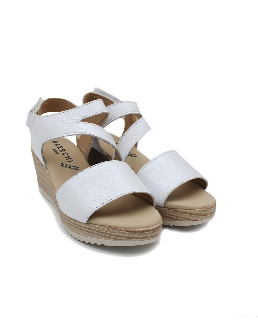 Sandalia Cuña BAERCHI 38951  Blanca Mujer.