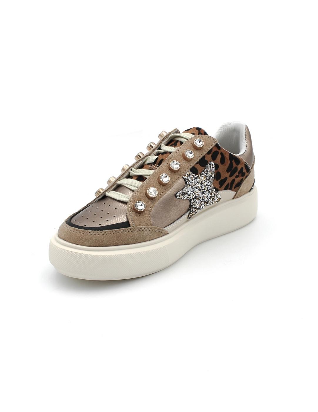 Bamba Piel Leopardo EXE CH3595A-61 Camel mujer.