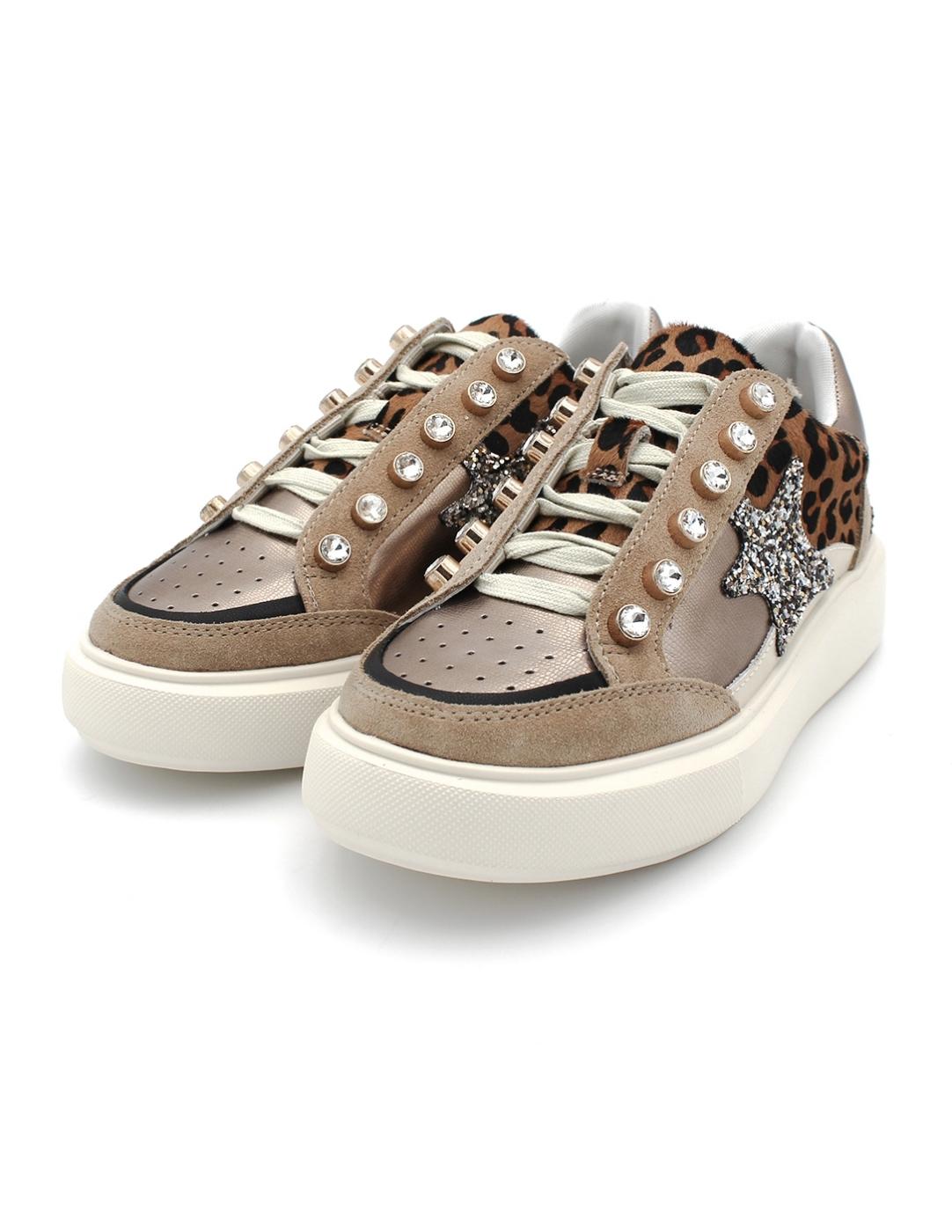 Bamba Piel Leopardo EXE CH3595A-61 Camel mujer.