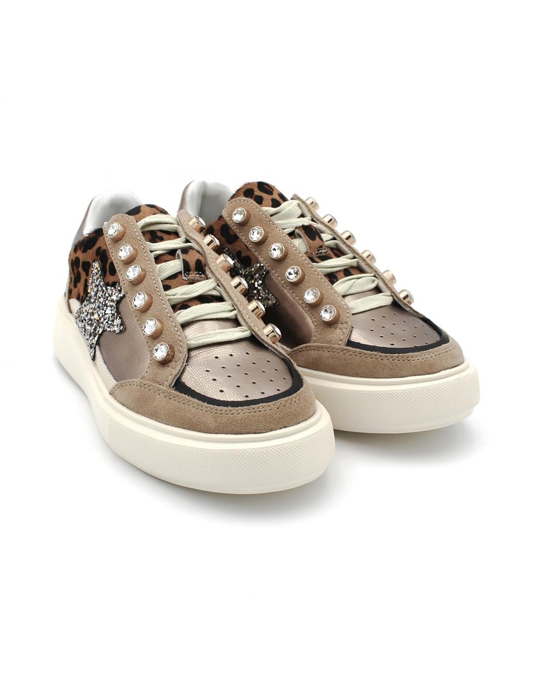 Bamba Piel Leopardo EXE CH3595A-61 Camel mujer.