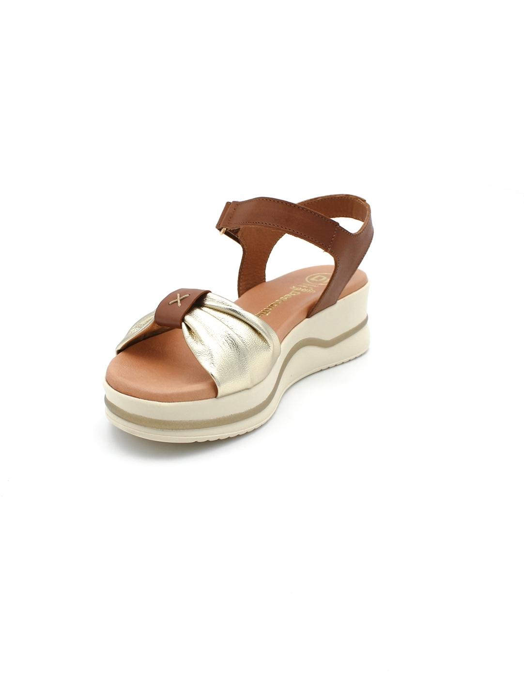 Sandalia Plataforma DESCANFLEX 25437 Platino/Cuero Mujer.