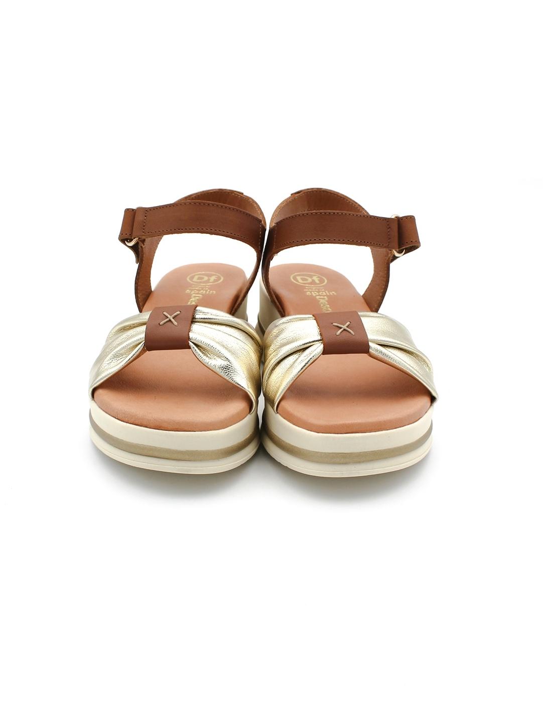 Sandalia Plataforma DESCANFLEX 25437 Platino/Cuero Mujer.