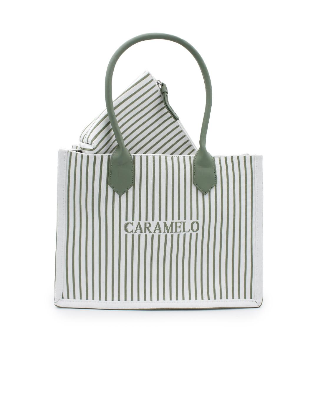 Bolso Artesano Textil/Tricot Caramelo 508.53.8 Verdes Mujer