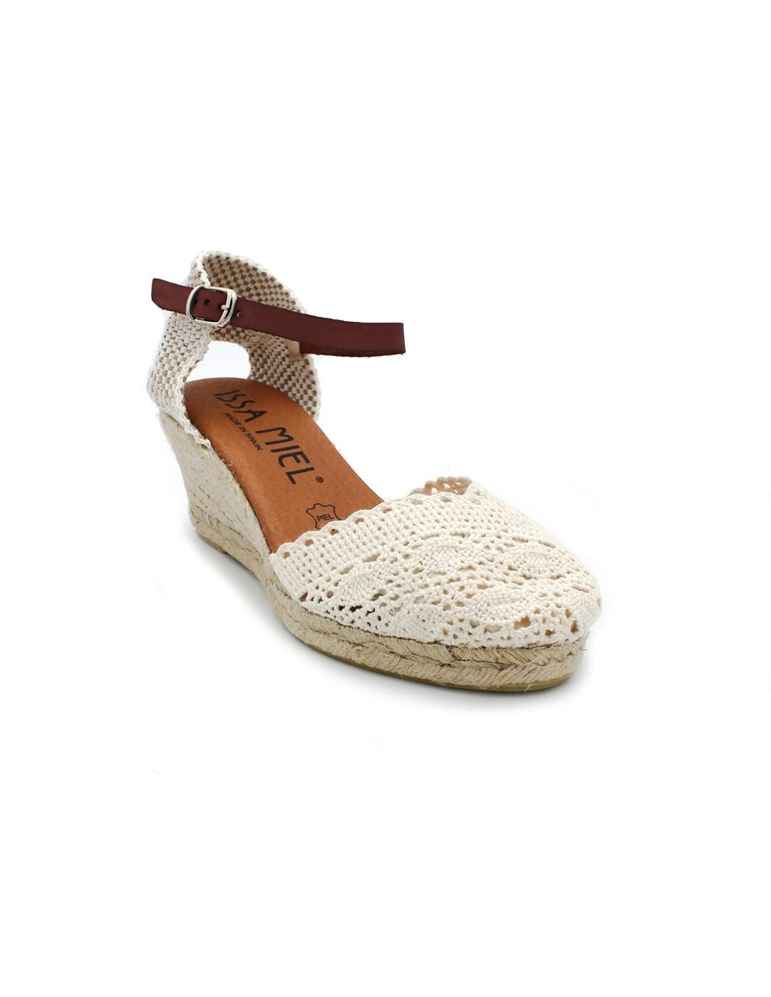 Alpargata Crochet ISSA MIEL L5-810 Crudo Mujer.