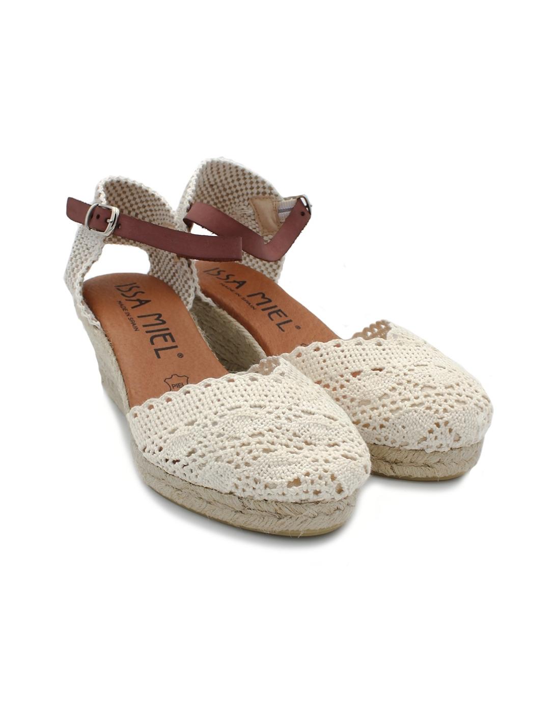 Alpargata Crochet ISSA MIEL L5-810 Crudo Mujer.