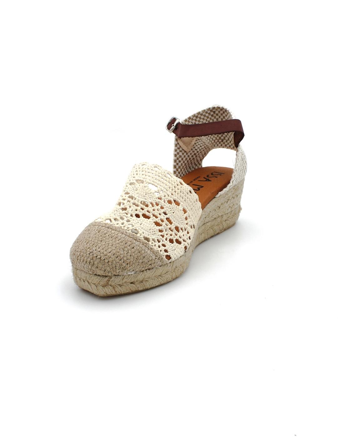 Alpargata Crochet ISSA MIEL L3-658 Crudo Beige Mujer.