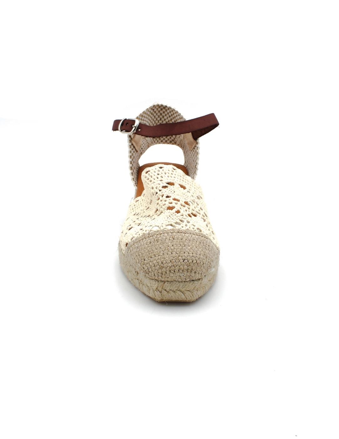 Alpargata Crochet ISSA MIEL L3-658 Crudo Beige Mujer.