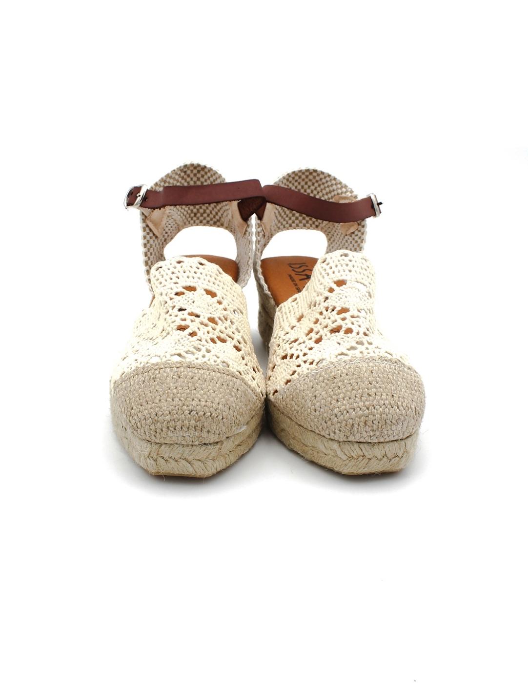 Alpargata Crochet ISSA MIEL L3-658 Crudo Beige Mujer.