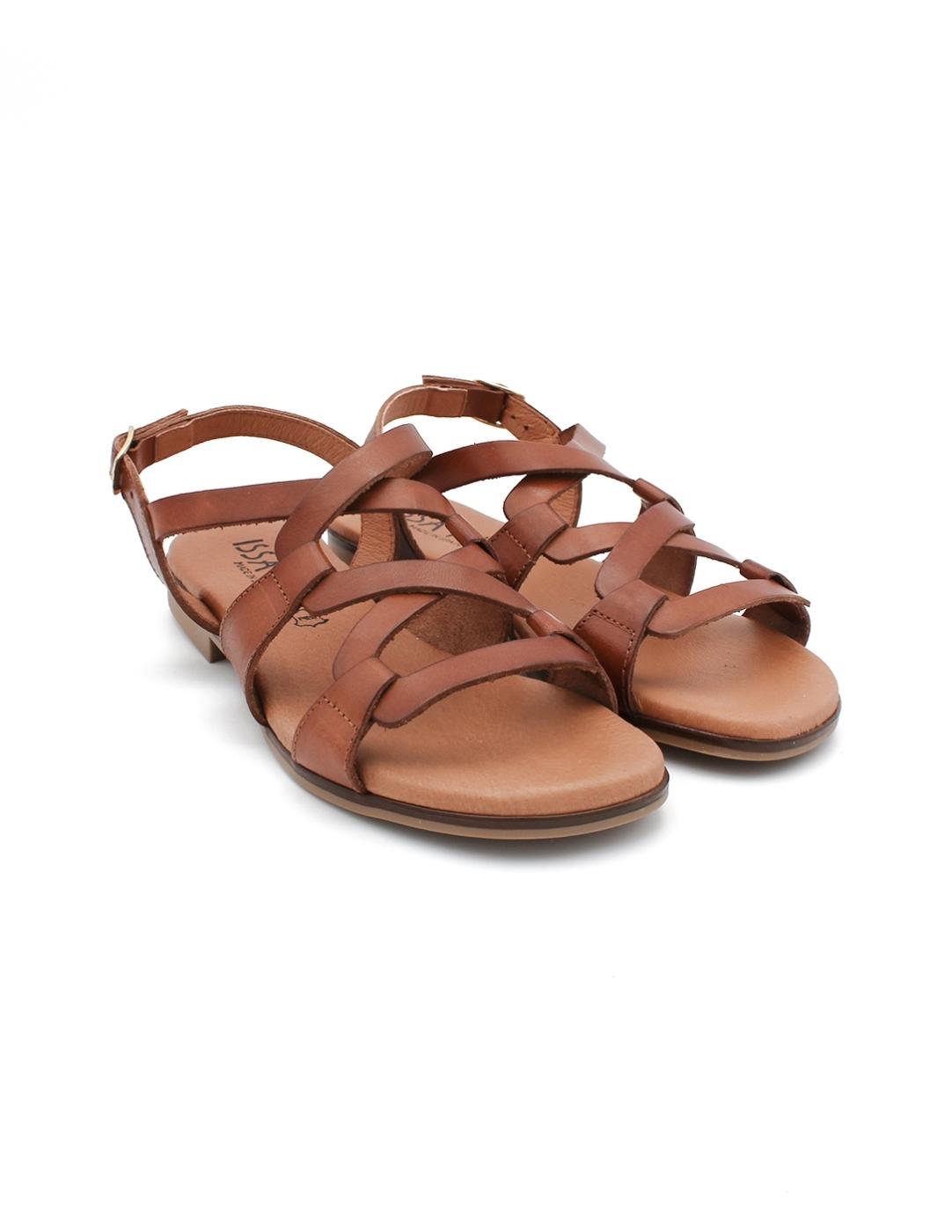 Sandalia Plana ISSA MIEL 3080 Cuero Mujer.
