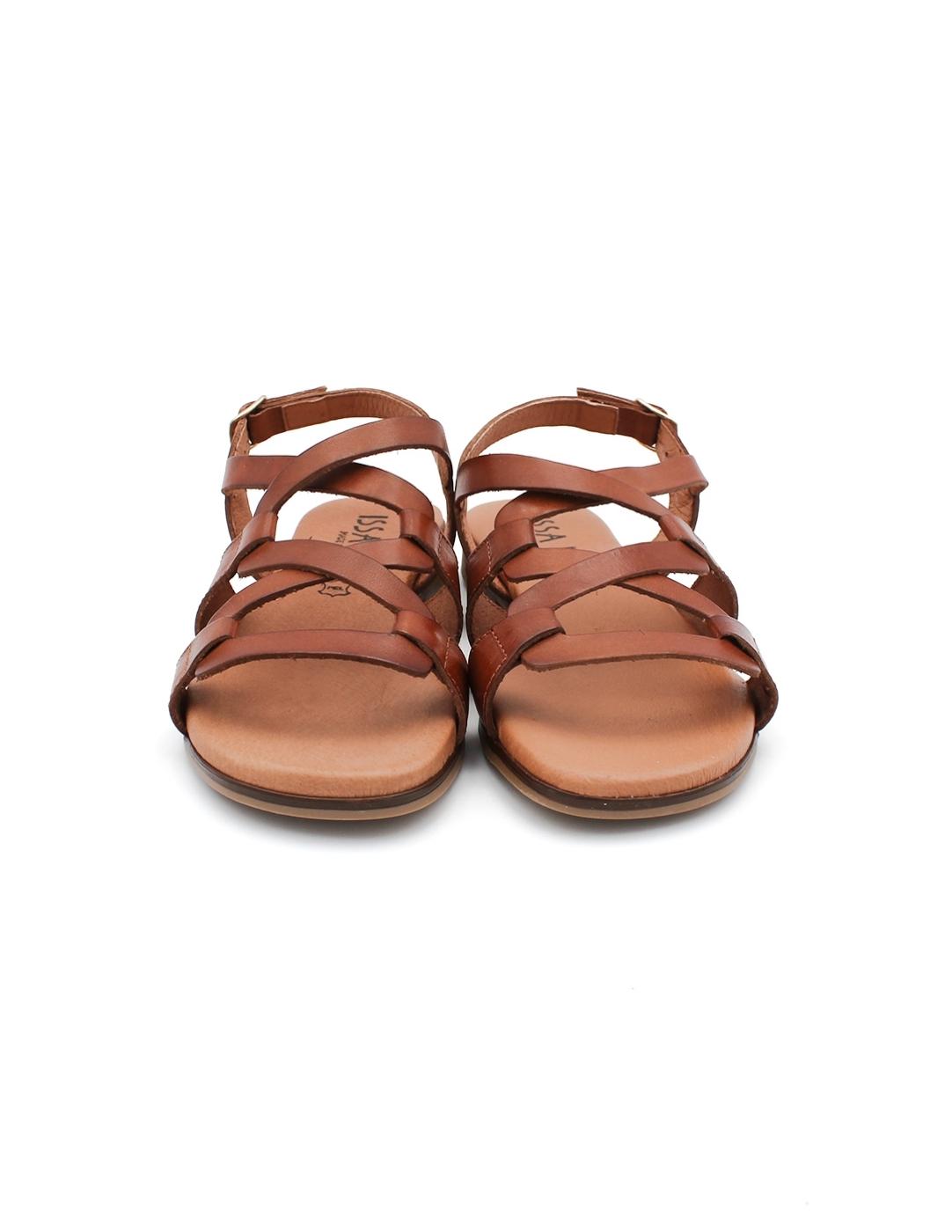 Sandalia Plana ISSA MIEL 3080 Cuero Mujer.