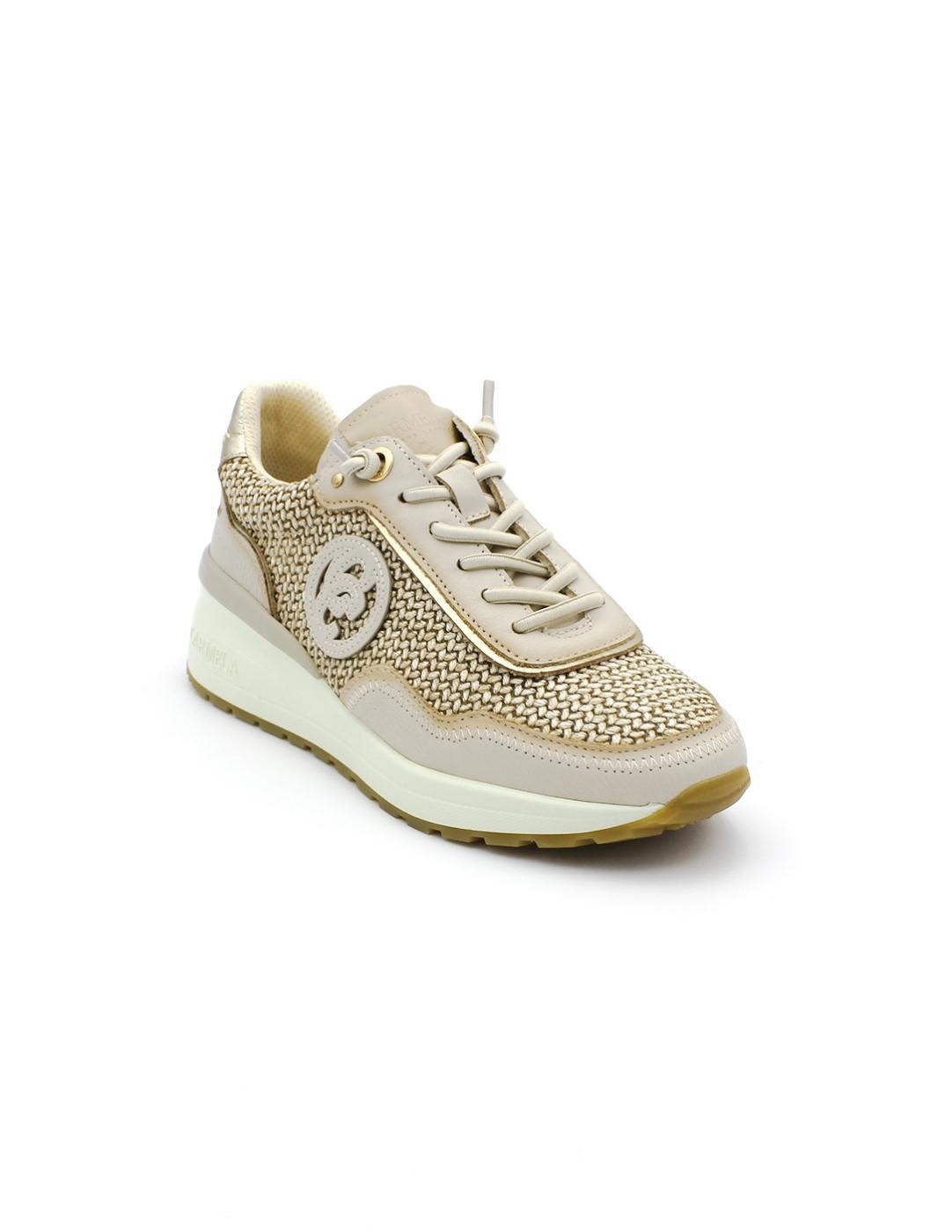 Deportiva CARMELA Rafia 162357 Beige/Platino Mujer.