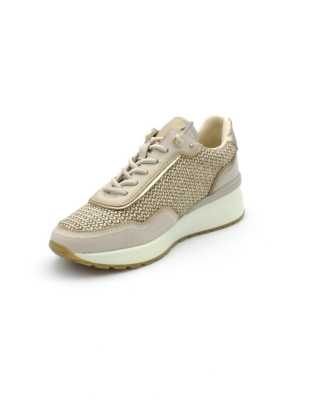 Deportiva CARMELA Rafia 162357 Beige/Platino Mujer.