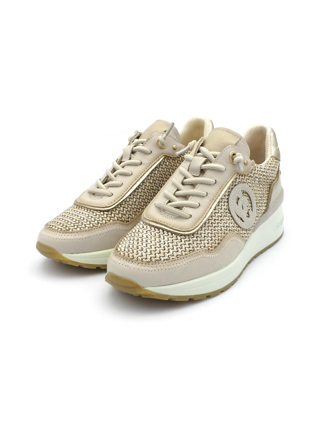 Deportiva CARMELA Rafia 162357 Beige/Platino Mujer.