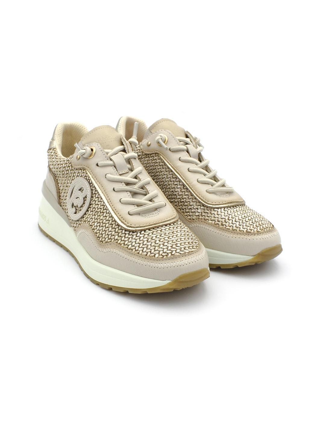 Deportiva CARMELA Rafia 162357 Beige/Platino Mujer.