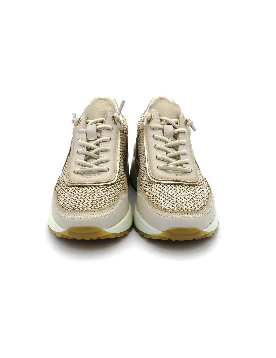 Deportiva CARMELA Rafia 162357 Beige/Platino Mujer.