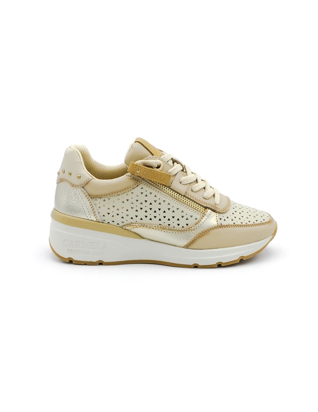 Deportiva Carmela 162281 Beige/Platino Mujer.