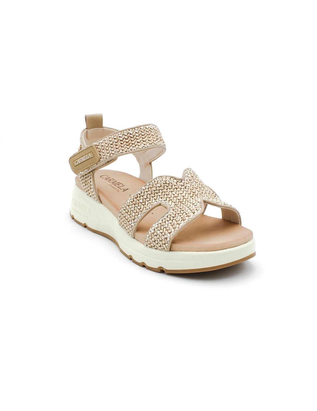 Sandalia CARMELA 162362 Hielo Rafia Mujer.