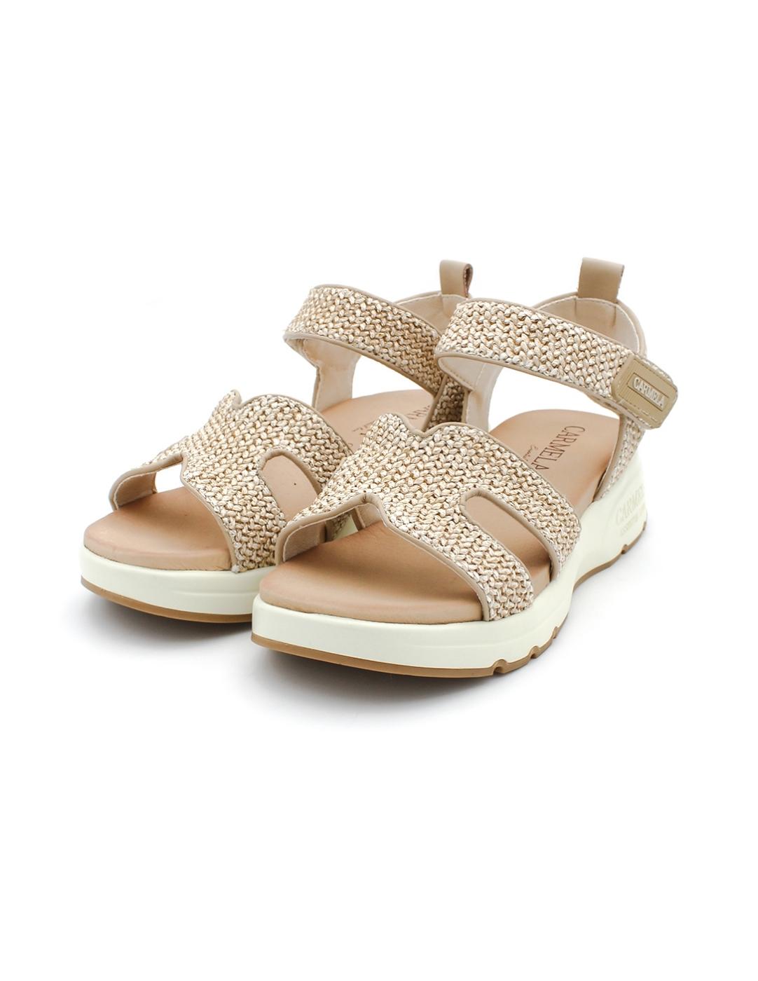 Sandalia CARMELA 162362 Hielo Rafia Mujer.