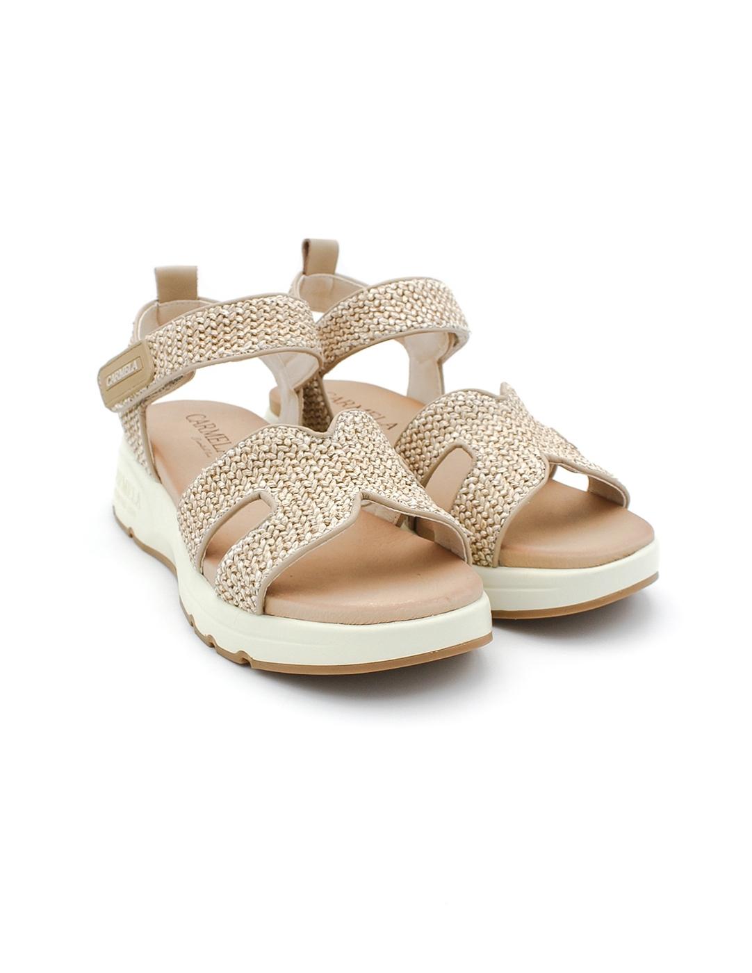 Sandalia CARMELA 162362 Hielo Rafia Mujer.