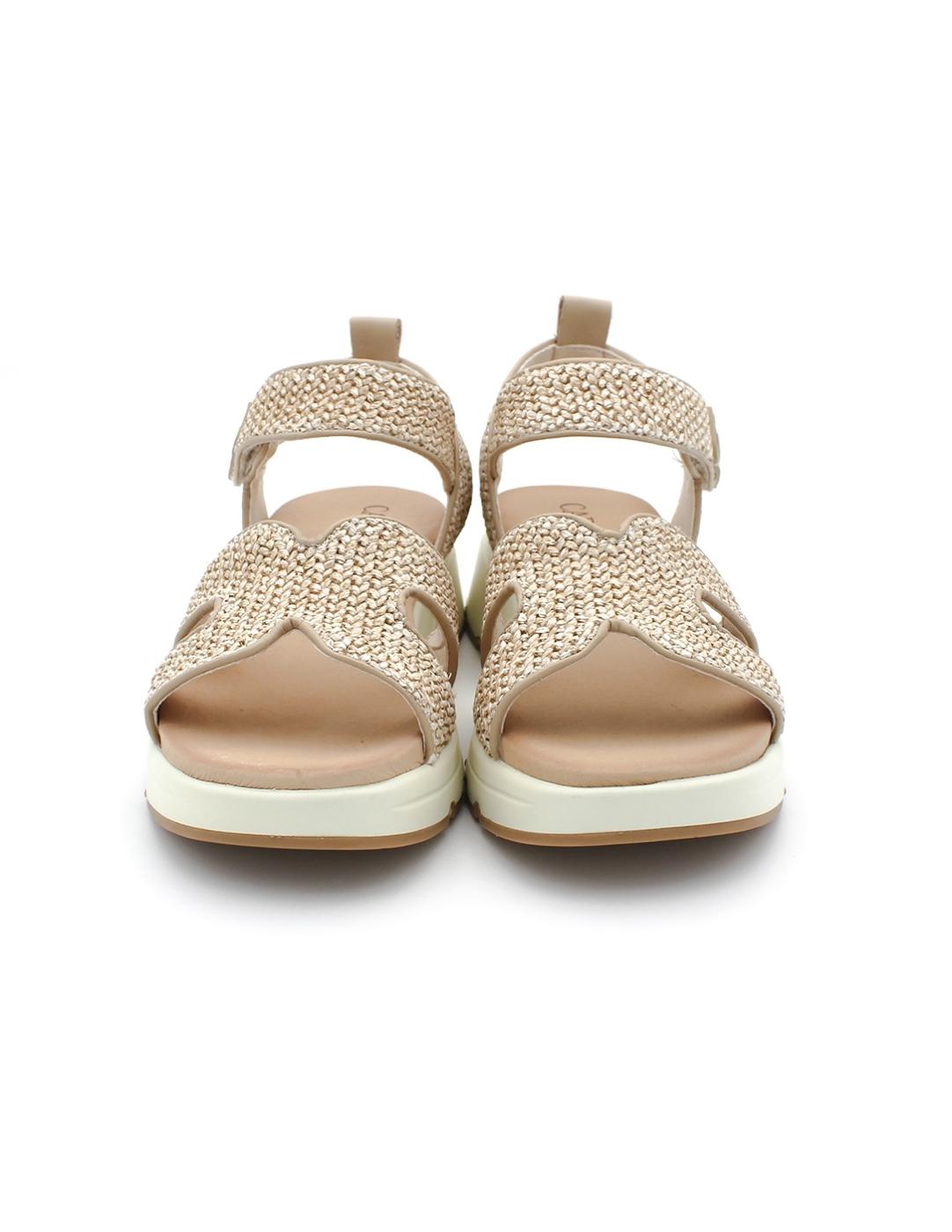 Sandalia CARMELA 162362 Hielo Rafia Mujer.