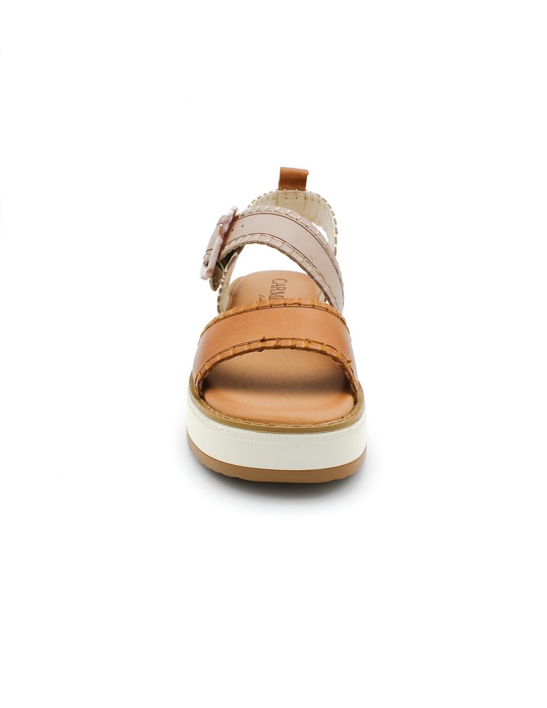 Sandalia CARMELA 162247 Cámel Bicolor Mujer.