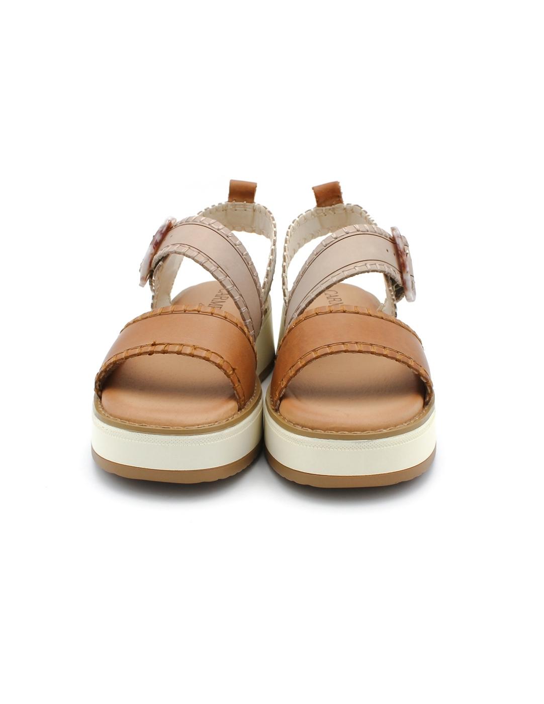 Sandalia CARMELA 162247 Cámel Bicolor Mujer.