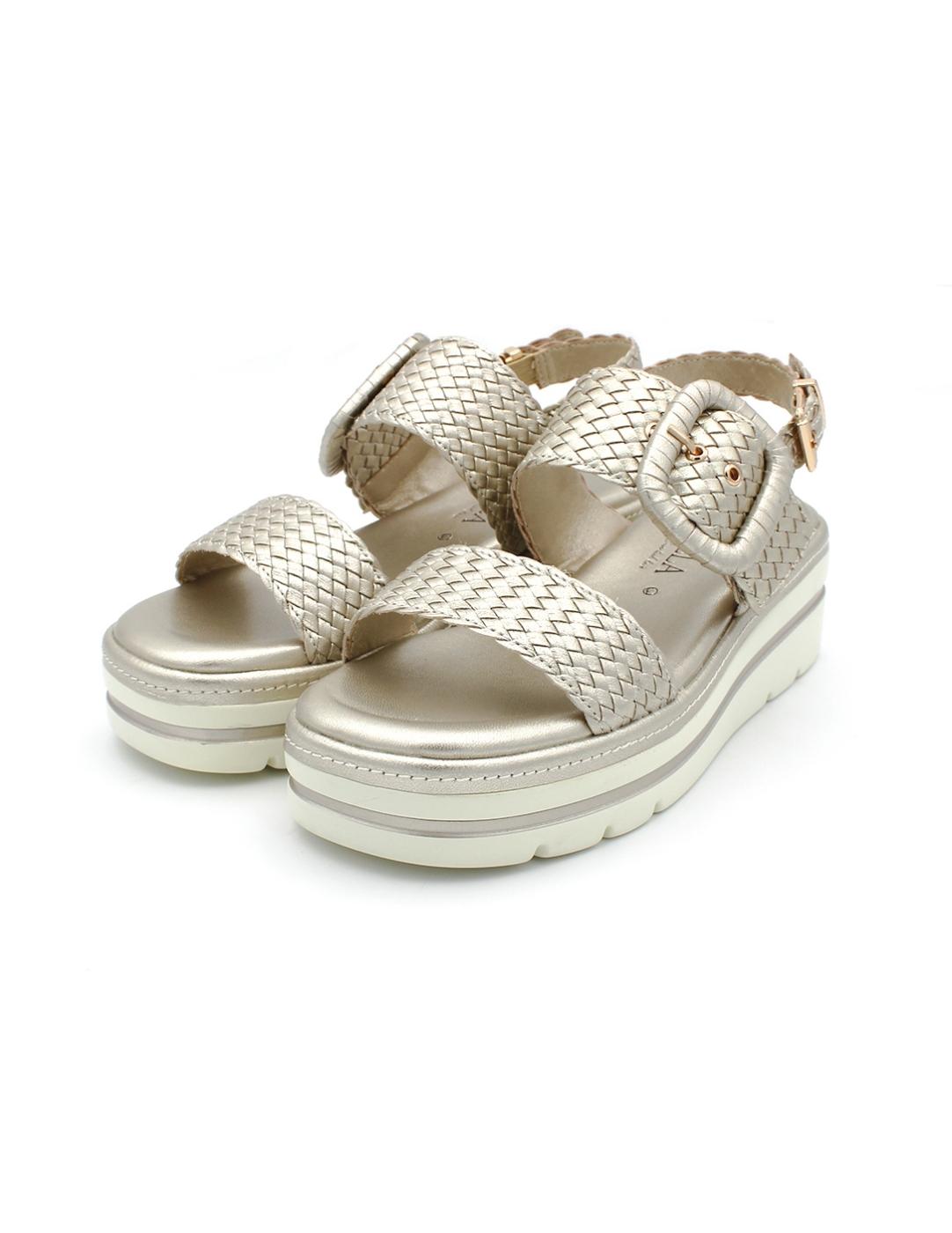 Sandalia Carmela 162252 Trenza Platino Mujer.