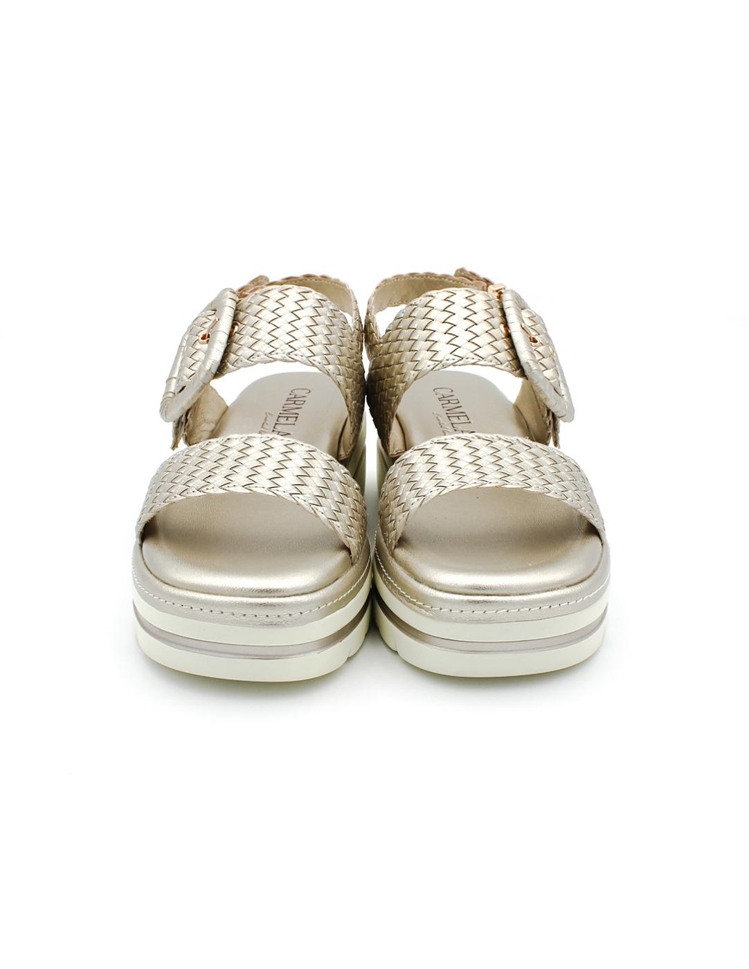 Sandalia Carmela 162252 Trenza Platino Mujer.