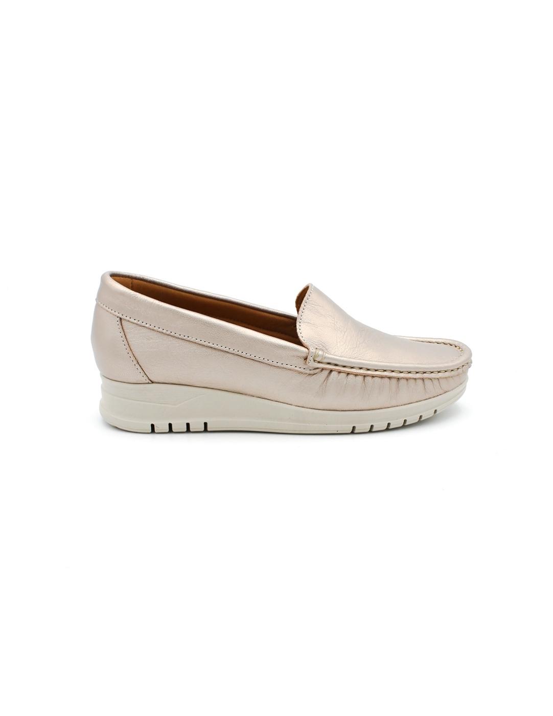 Mocasín PARYMEDIO 1702 Platino Mujer.