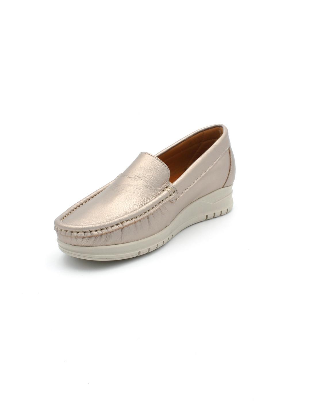 Mocasín PARYMEDIO 1702 Platino Mujer.