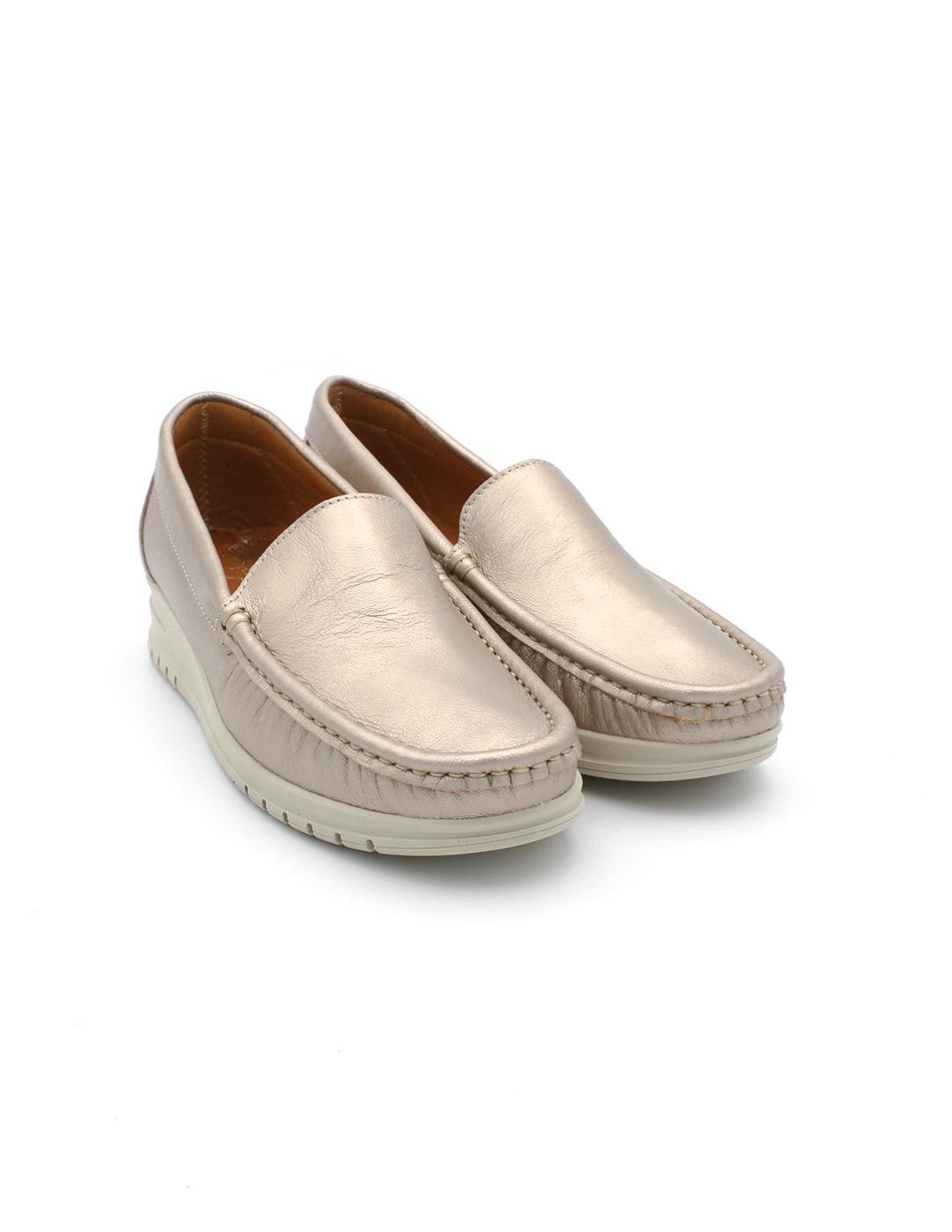 Mocasín PARYMEDIO 1702 Platino Mujer.