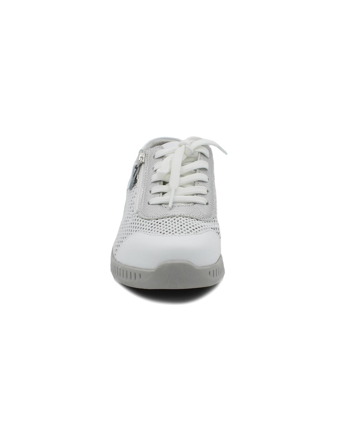 Zapato Deportivo SUAVE 3302 Blanco/Plata Mujer.